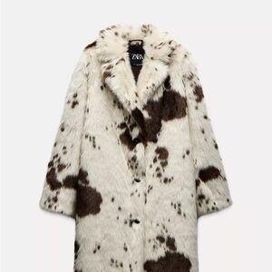 NWT ZARA FAUX FUR ANIMAL PRINT COAT ZW COLLECTION